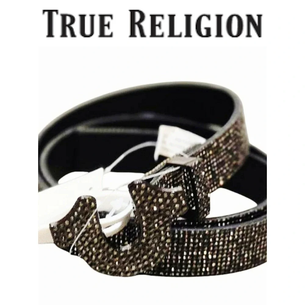 True Religion Rhinestone Embellished‎ Horseshoe Logo Belt